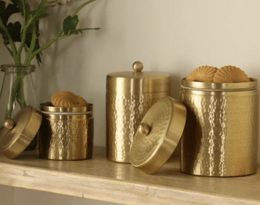 Handcrafted Pure Brass Jar with Lid | Set of 3 | Small, Medium, and Large - Image 3